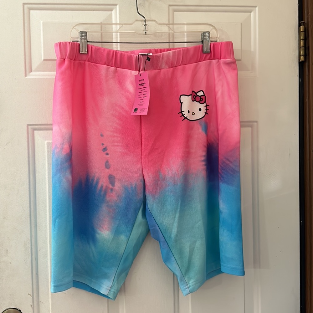 SHEIN X HELLO KITTY TIE DYE BIKER SHORTS: PINK/BLUE: NEW WITH TAGS: 3X